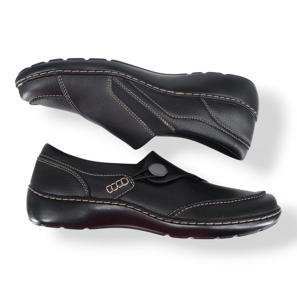 Clarks Collection Cora Teresa Black Tumbled Leather Slip-On Loafer Womens 8.5 - Picture 6 of 8
